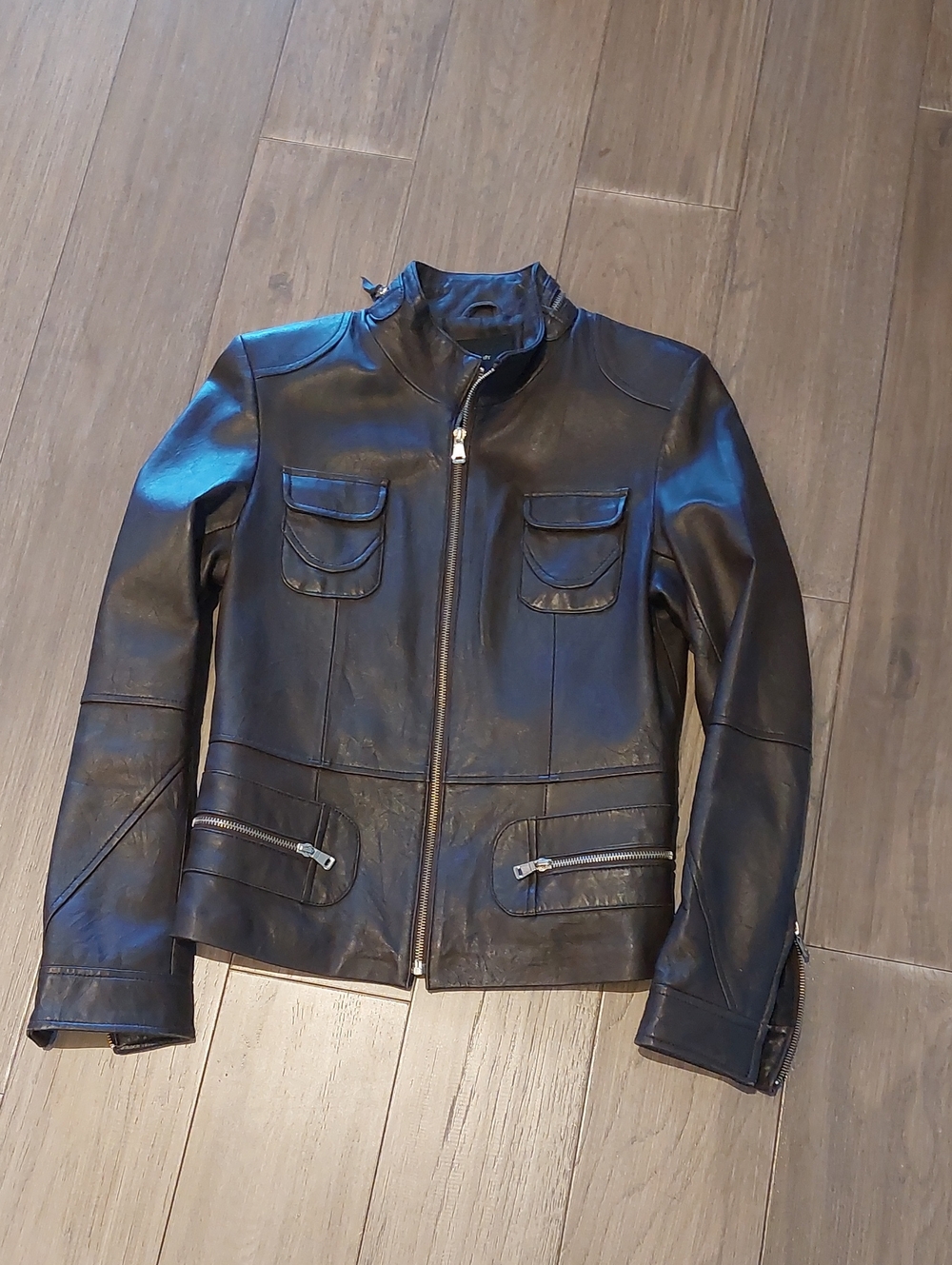 Brown Leather Zip-Front Women's Jacket